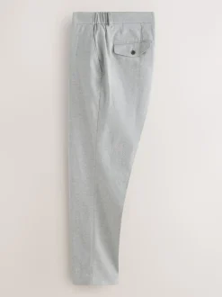 Light Grey Regular Fit Smart Brushed Cotton Trousers