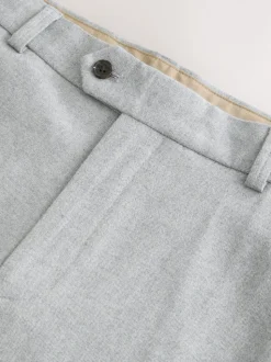 Light Grey Regular Fit Smart Brushed Cotton Trousers
