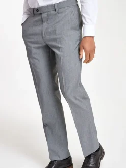 Light Grey Regular Fit Stretch Smart Trousers