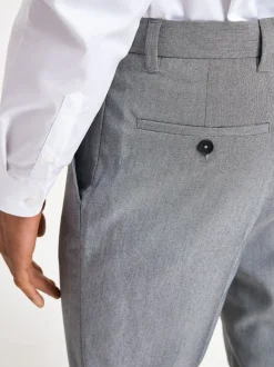 Light Grey Regular Fit Stretch Smart Trousers