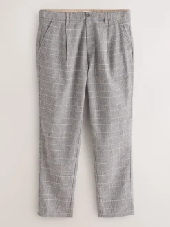 Light Grey Regular Tapered Fit Signature Heritage Pleated Trousers