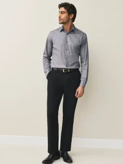 Light Grey Slim Fit Cotton Stretch Long Sleeve Formal Shirt