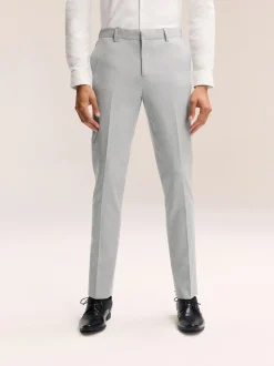 Light Grey Slim Fit Elasticated Waist Motionflex Stretch Smart Trousers