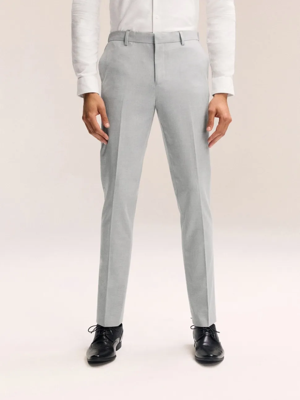 Light Grey Slim Fit Elasticated Waist Motionflex Stretch Smart Trousers