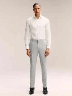 Light Grey Slim Fit Elasticated Waist Motionflex Stretch Smart Trousers
