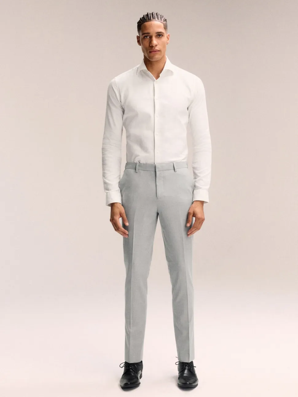 Light Grey Slim Fit Elasticated Waist Motionflex Stretch Smart Trousers