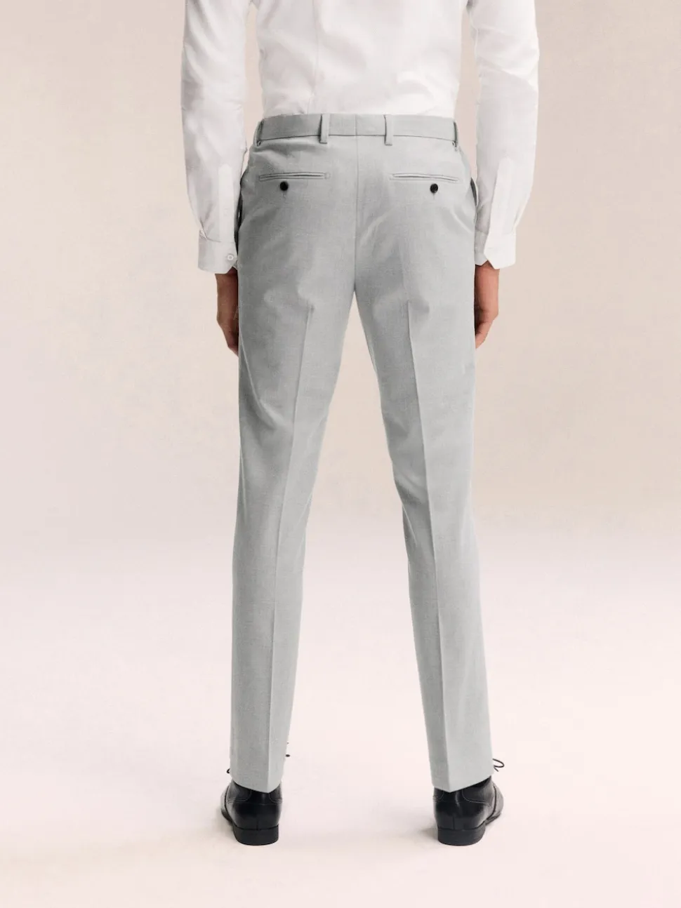 Light Grey Slim Fit Elasticated Waist Motionflex Stretch Smart Trousers