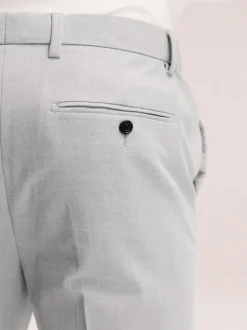 Light Grey Slim Fit Elasticated Waist Motionflex Stretch Smart Trousers