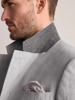 Light Grey Slim Fit Leomaster Italian 100% Linen Suit Jacket