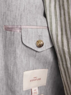 Light Grey Slim Fit Leomaster Italian 100% Linen Suit Jacket