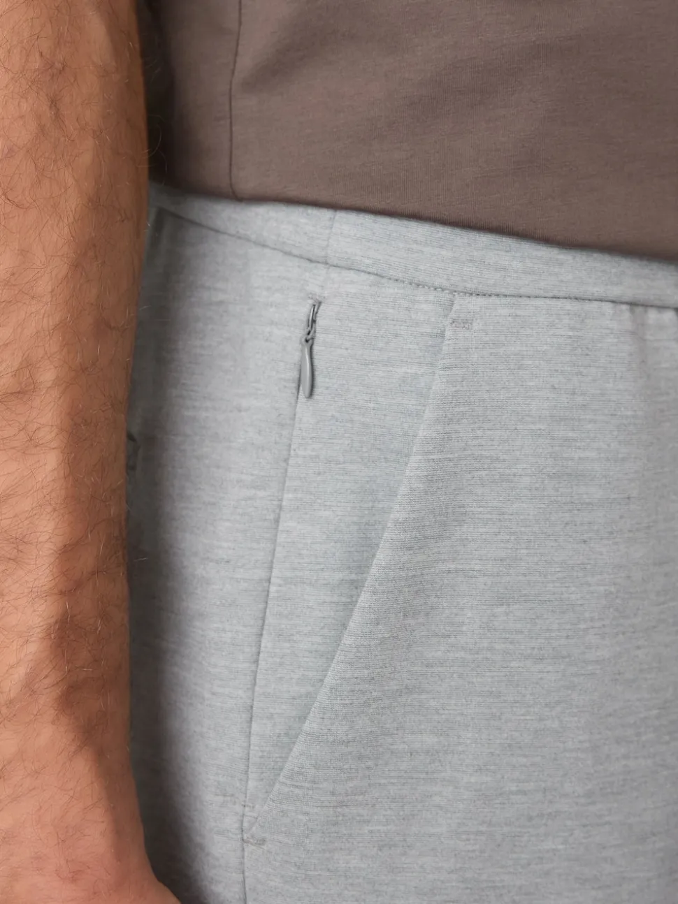 Light Grey Slim Fit Smart Elasticated Waistband Trousers With Wool Content