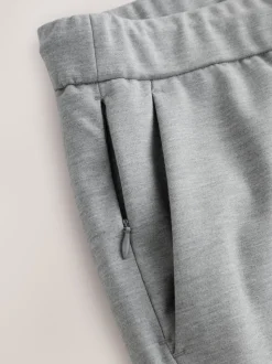 Light Grey Slim Fit Smart Elasticated Waistband Trousers With Wool Content