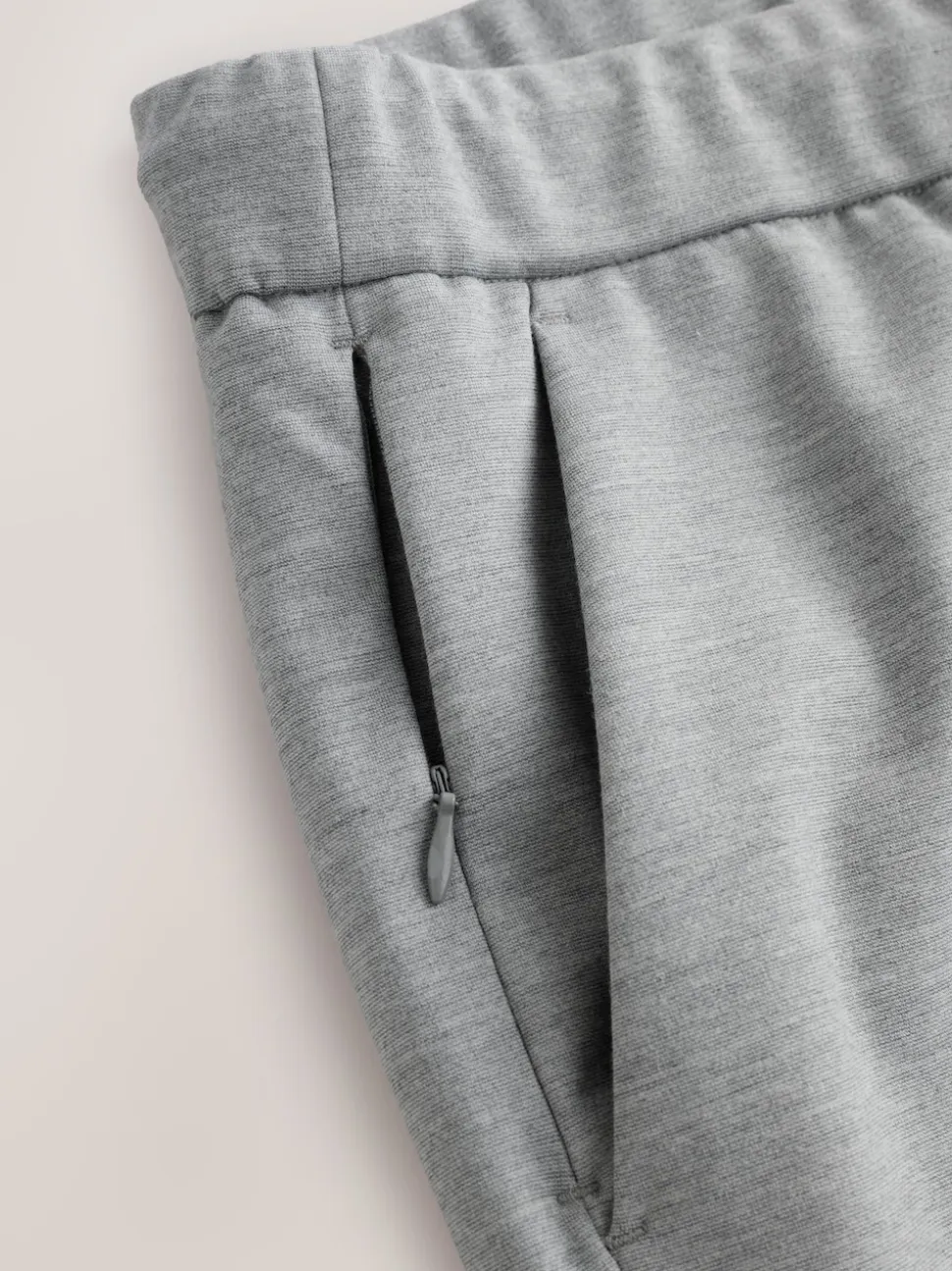 Light Grey Slim Fit Smart Elasticated Waistband Trousers With Wool Content