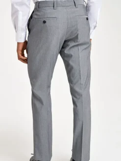 Light Grey Slim Fit Stretch Smart Trousers