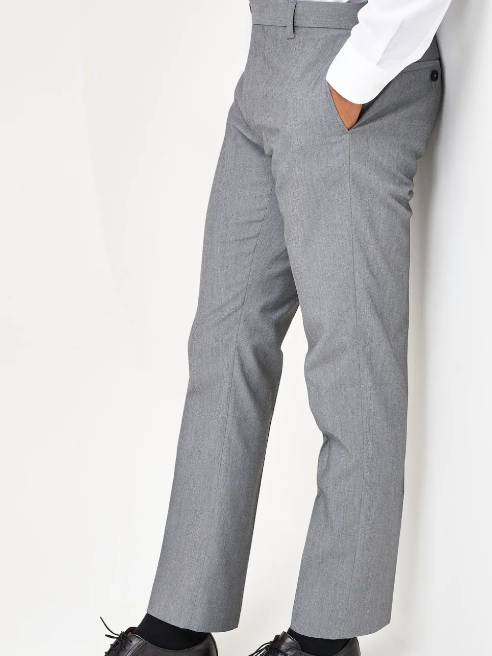 Light Grey Slim Fit Stretch Smart Trousers