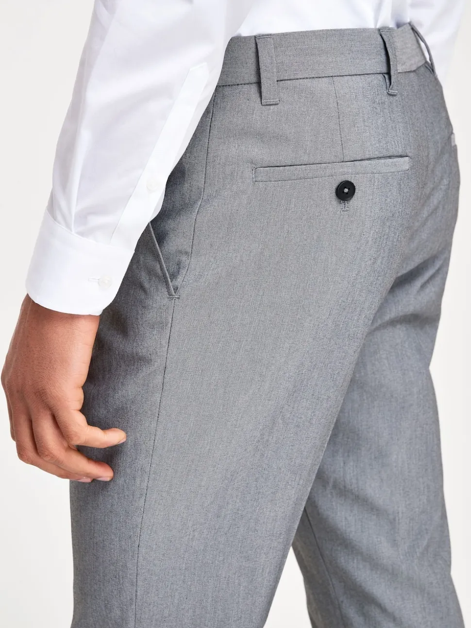 Light Grey Slim Fit Stretch Smart Trousers