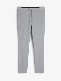 Light Grey Slim Fit Stretch Smart Trousers