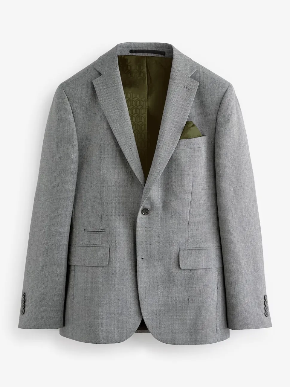 Light Grey Slim Fit Textured Wool Blend Suit Jacket