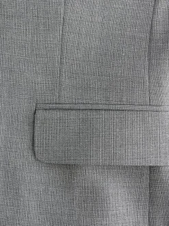 Light Grey Slim Fit Textured Wool Blend Suit Jacket