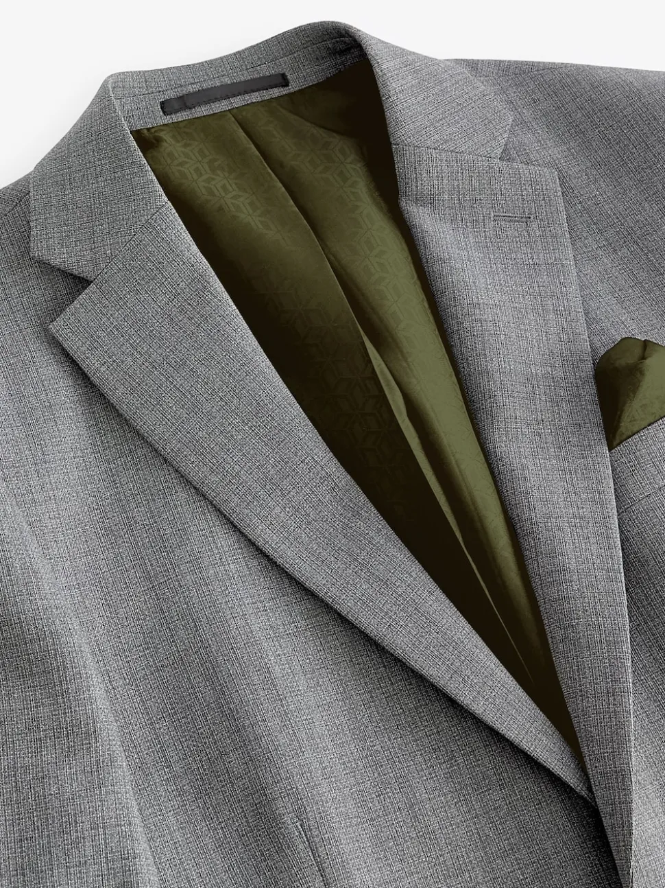 Light Grey Slim Fit Textured Wool Blend Suit Jacket