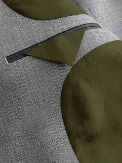 Light Grey Slim Fit Textured Wool Blend Suit Jacket