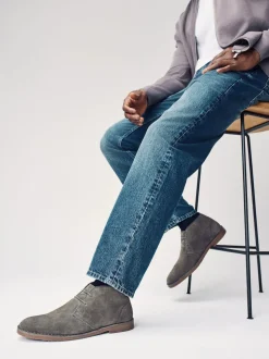 Light Grey Suede Desert Boots
