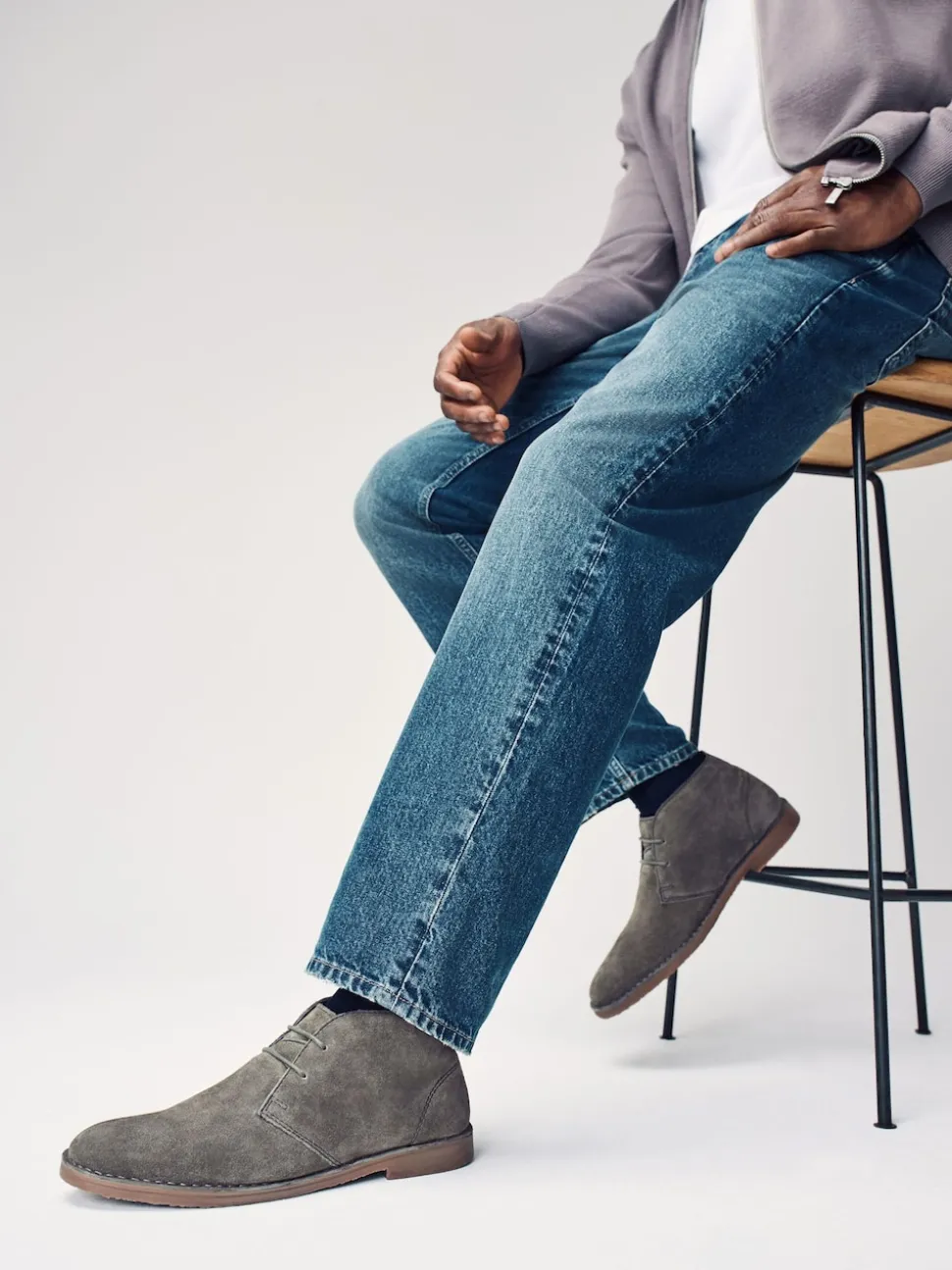 Light Grey Suede Desert Boots