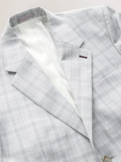 Light Grey Tailored Fit Check Suit Jacket