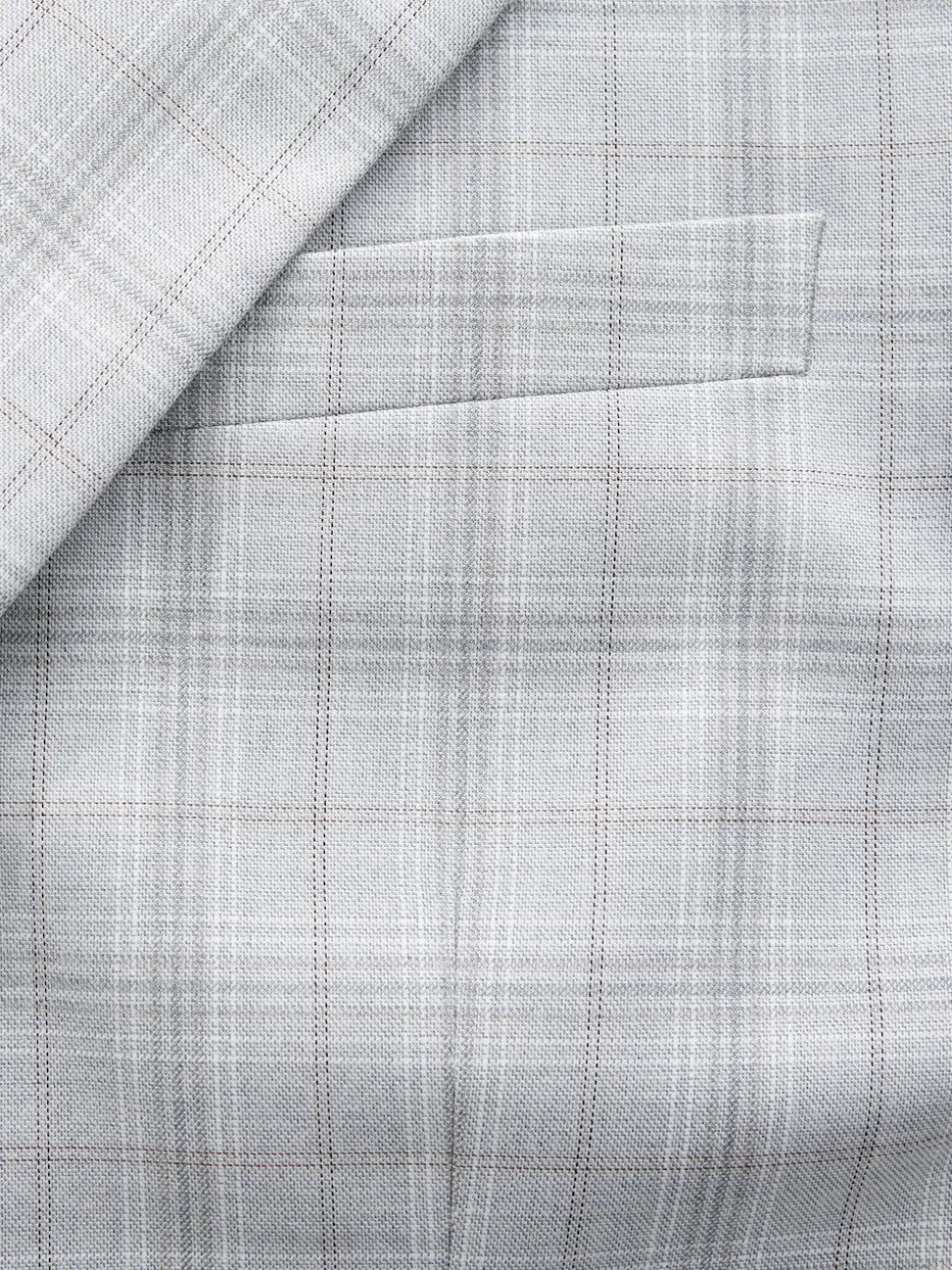 Light Grey Tailored Fit Check Suit Jacket