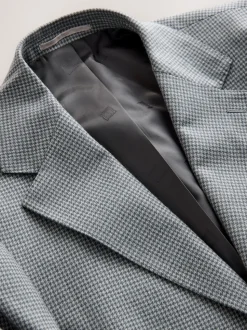 Light Grey Tailored Fit Wool Blend Puppytooth Suit Jacket