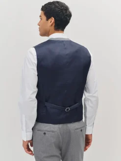 Light Grey Textured Wool Blend Suit Waistcoat