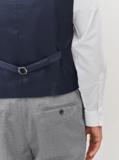 Light Grey Textured Wool Blend Suit Waistcoat