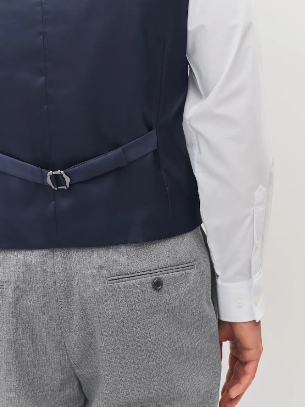 Light Grey Textured Wool Blend Suit Waistcoat