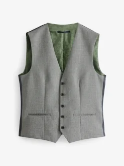 Light Grey Textured Wool Blend Suit Waistcoat