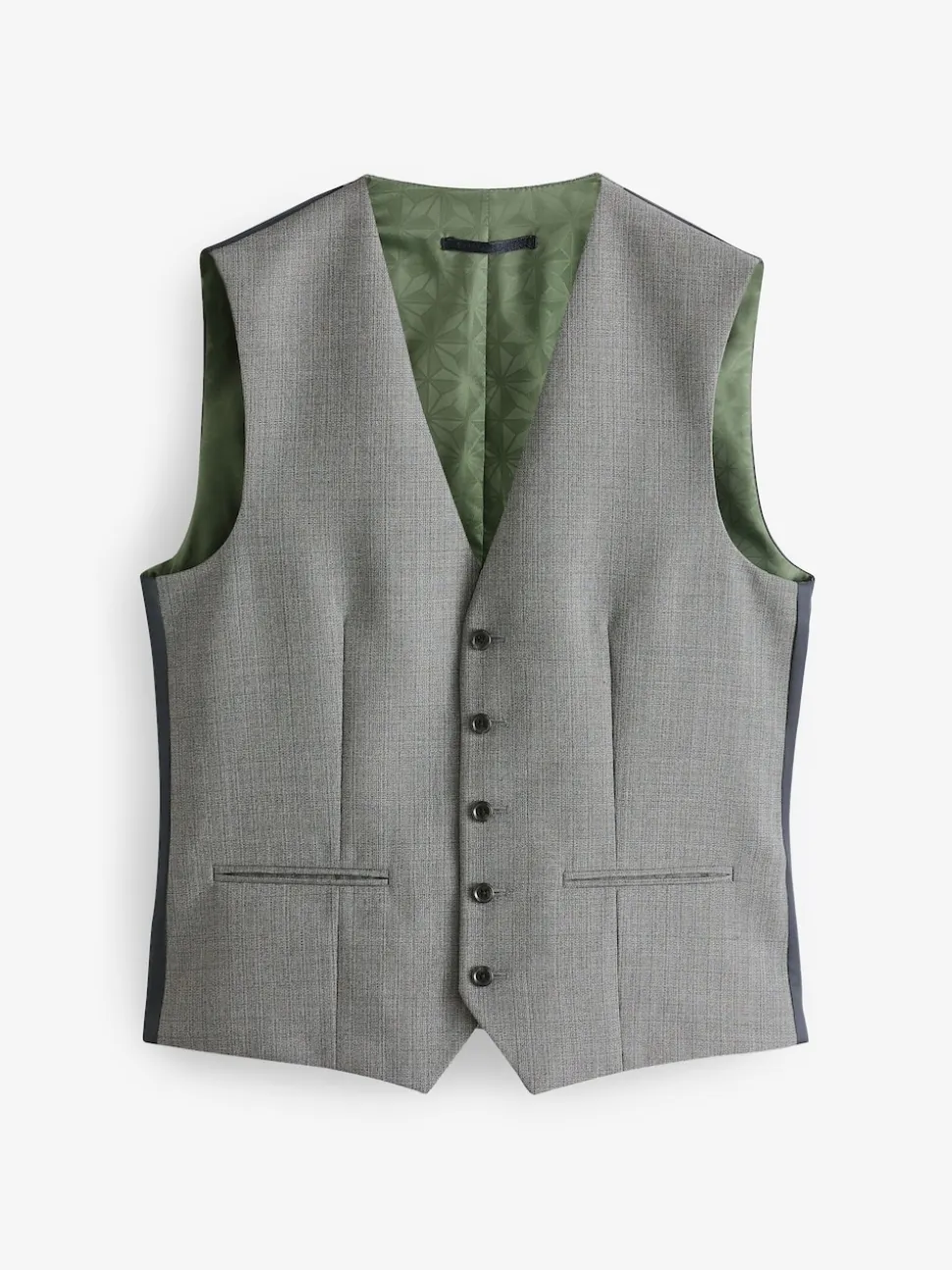 Light Grey Textured Wool Blend Suit Waistcoat
