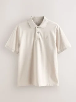 Light Neutral Marl Regular Fit Short Sleeve Pique Polo Shirt