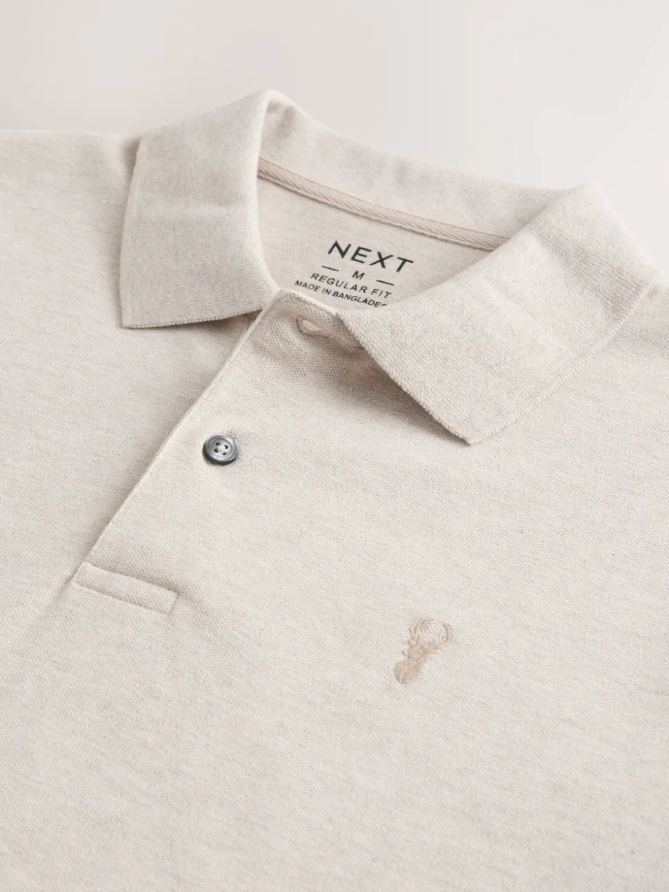 Light Neutral Marl Regular Fit Short Sleeve Pique Polo Shirt
