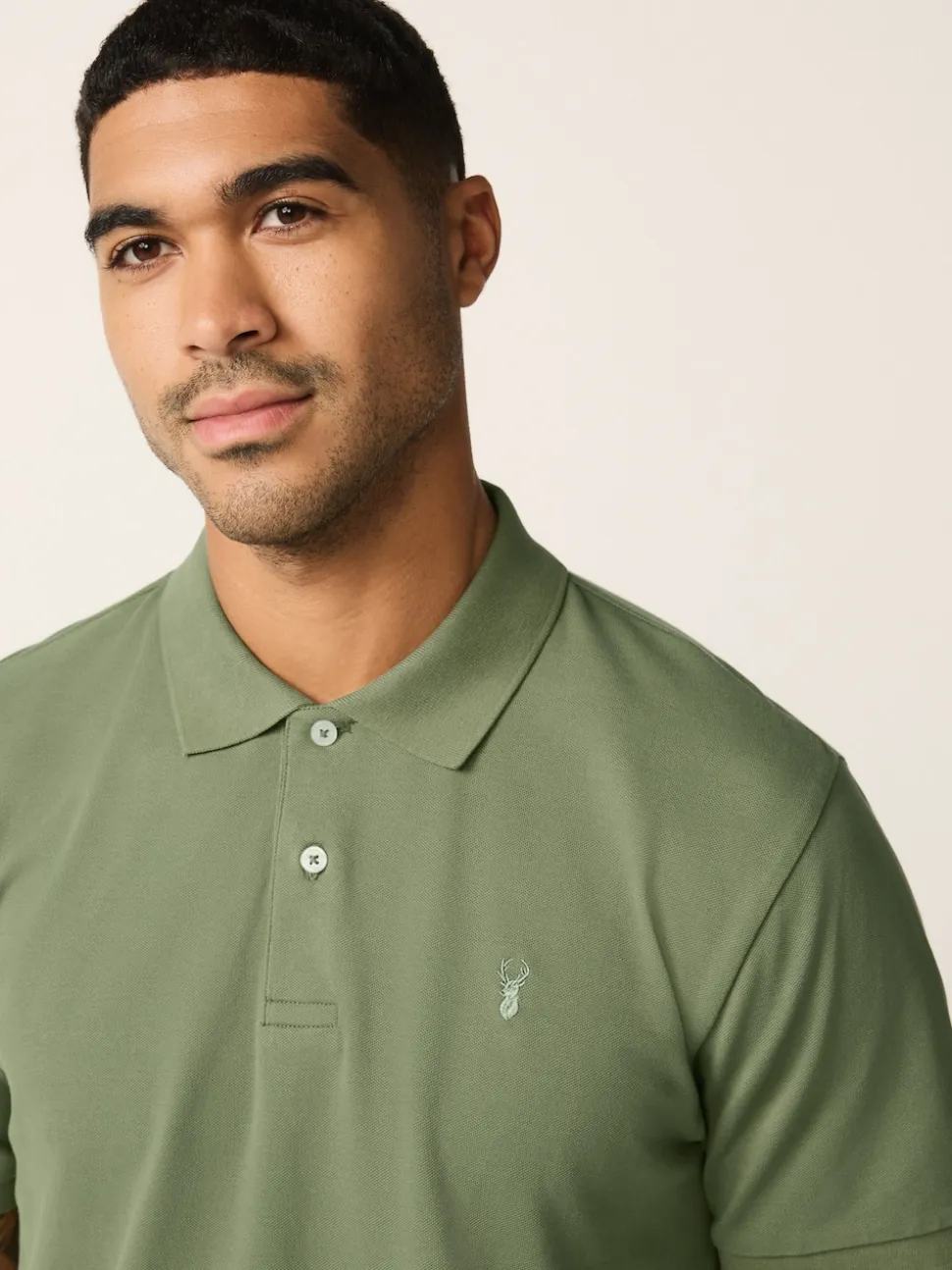 Light Olive Green Regular Fit Short Sleeve Pique Polo Shirt