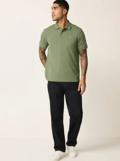Light Olive Green Regular Fit Short Sleeve Pique Polo Shirt
