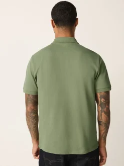 Light Olive Green Regular Fit Short Sleeve Pique Polo Shirt