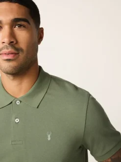 Light Olive Green Slim Fit Short Sleeve Pique Polo Shirt