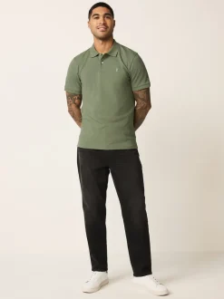 Light Olive Green Slim Fit Short Sleeve Pique Polo Shirt