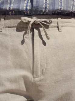 Light Stone Regular Fit Cotton Linen Twill Chino Trousers