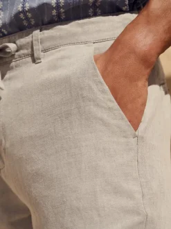 Light Stone Regular Fit Cotton Linen Twill Chino Trousers