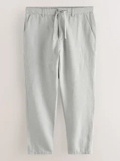 Light Stone Regular Fit Cotton Linen Twill Chino Trousers