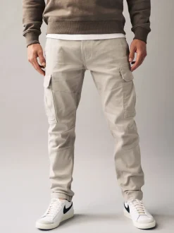 Light Stone Slim Fit Cotton Stretch Cargo Trousers