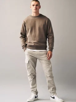 Light Stone Slim Fit Cotton Stretch Cargo Trousers