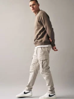 Light Stone Slim Fit Cotton Stretch Cargo Trousers