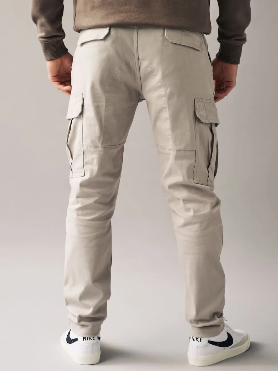 Light Stone Slim Fit Cotton Stretch Cargo Trousers