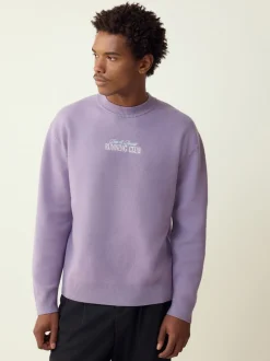 Lilac Purple N.Premium Relaxed Fit Mid Weight Running Club Graphic Crew Neck Jumper